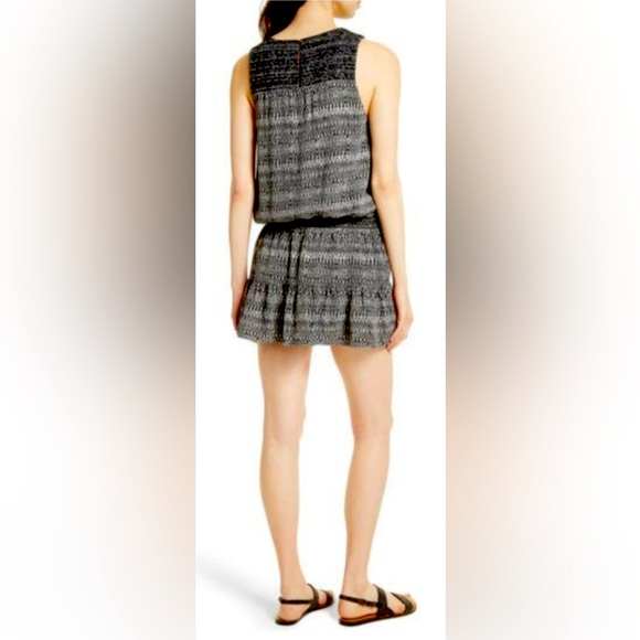 Joie Black White Leilou Silk drop Waist Mini Dress - Picture 5 of 7